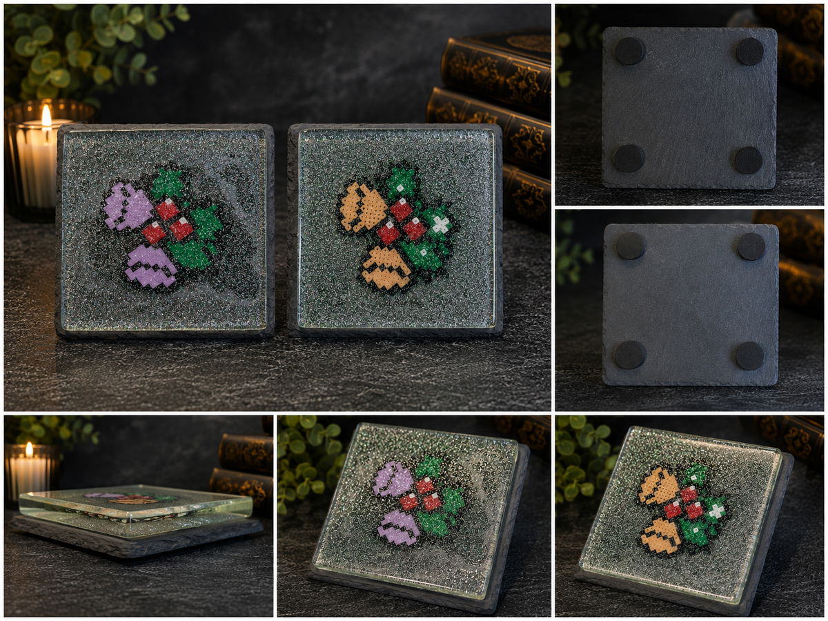 Perler Art Christmas Bells Resin Coaster Set (Set of 2)