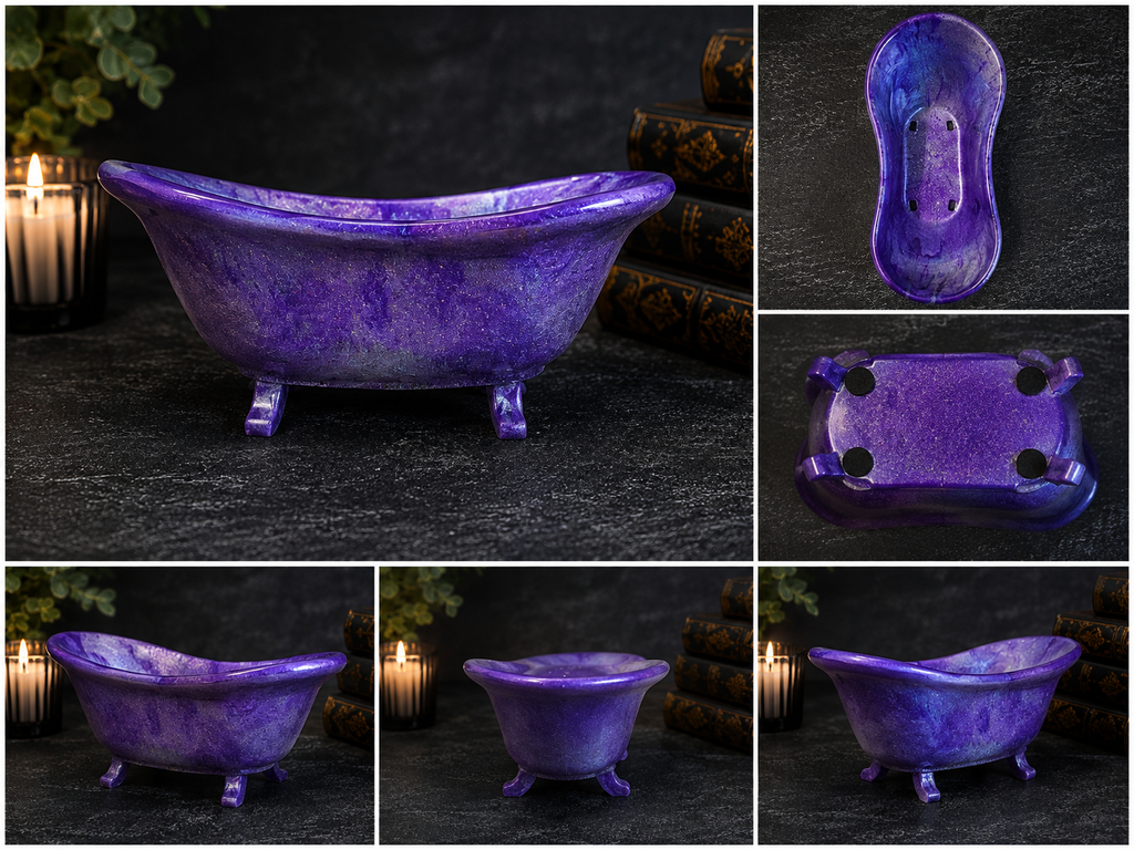 Purple Epoxy Clawfoot Bathtub Soap Dish