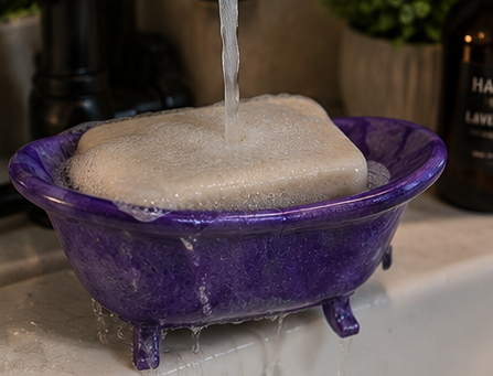 Purple Epoxy Clawfoot Bathtub Soap Dish