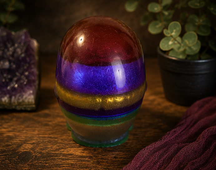 Rainbow Resin Skull Figurine