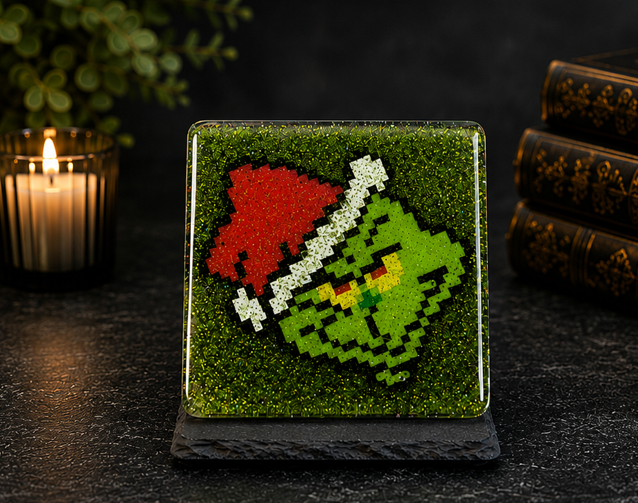 Grinchmas Handmade Epoxy & Slate Coaster