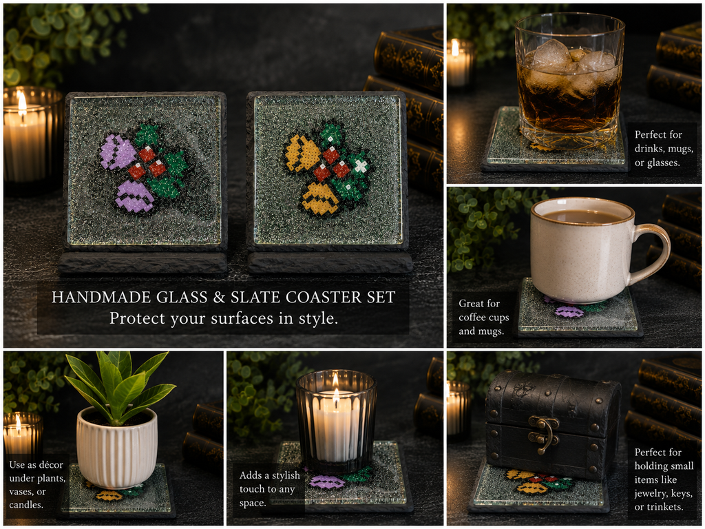 Perler Art Christmas Bells Resin Coaster Set (Set of 2)