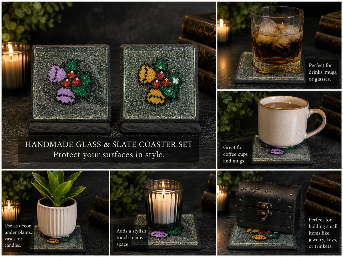 Perler Art Christmas Bells Resin Coaster Set (Set of 2)