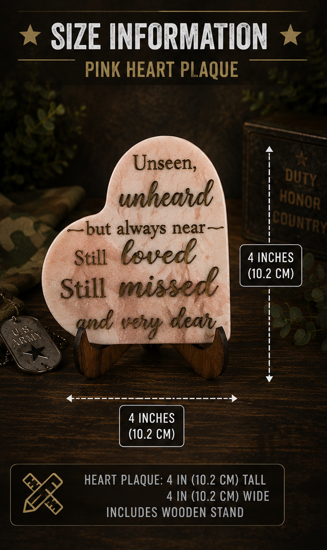 Memorial Resin Heart Plaque with Wooden Stand
