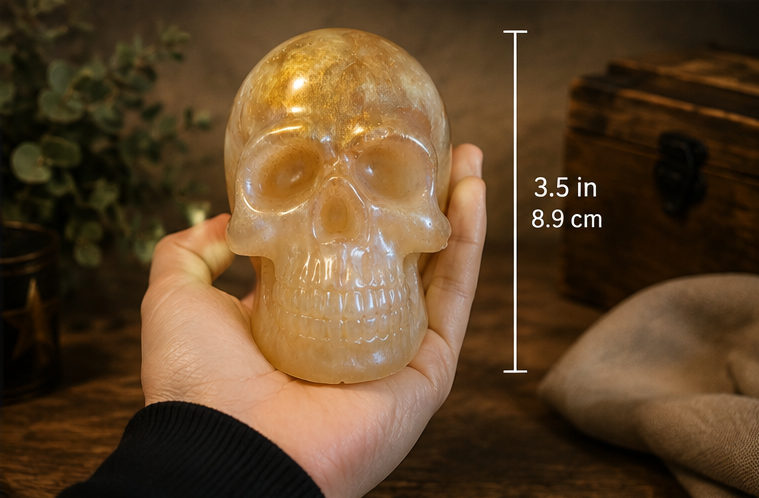 Tan Gold Resin Skull Figurine